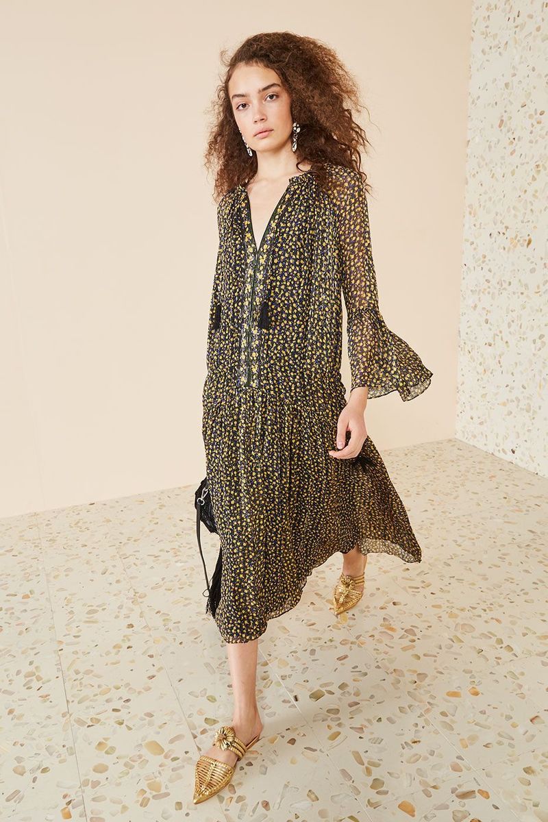 green emerald velvet dress Lotte Embroidered Midi Dress