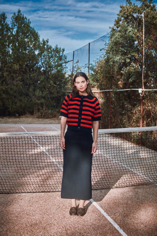 L'ENVERS Clarisse Short-Sleeve Organic Cotton Cardigan