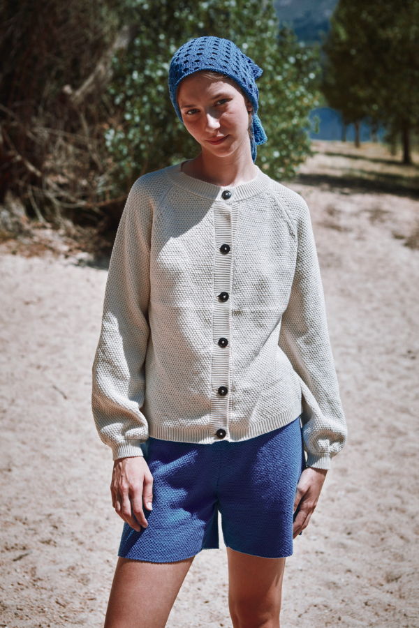 L'ENVERS Gaby Balloon-Sleeve Cardigan in Organic Cotton