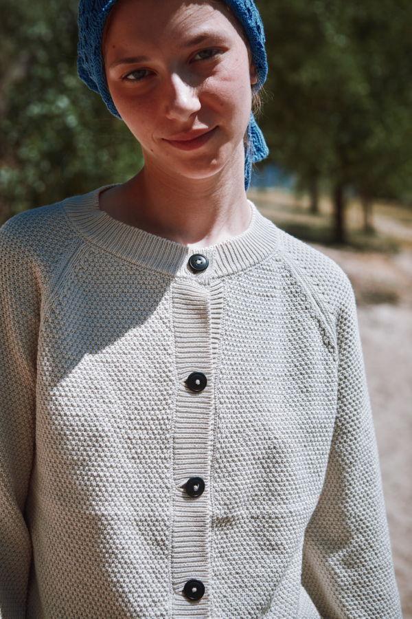 L'ENVERS Gaby Balloon-Sleeve Cardigan in Organic Cotton