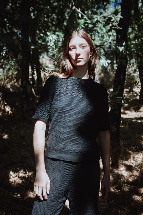 L'ENVERS Liz Lace Top in Organic Cotton - Black