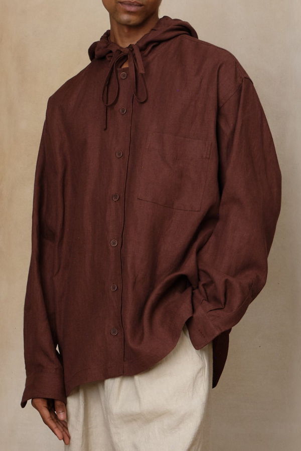 Colbo Hooded Shirt - Mahogany