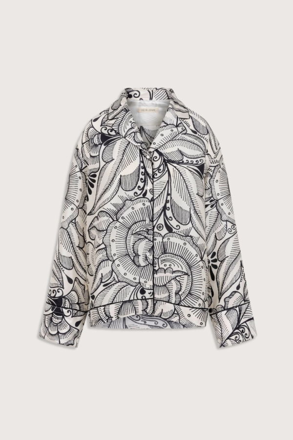 Heirlome Bernardina Printed Shantung Shirt - Ivory/Black