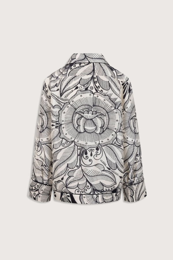 Heirlome Bernardina Printed Shantung Shirt - Ivory/Black