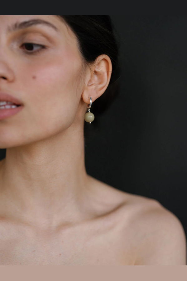 LISBETH Anneaux Boule Jaspe Avocat Earrings