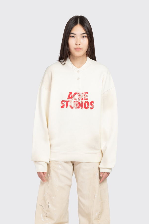 Acne Studios Fleece Logo Sweatshirt - Beige