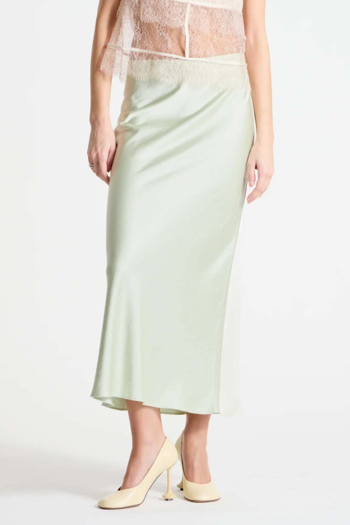 Saint Art New York Talia Charmeuse Maxi Skirt - Jade - Image 1 of 3