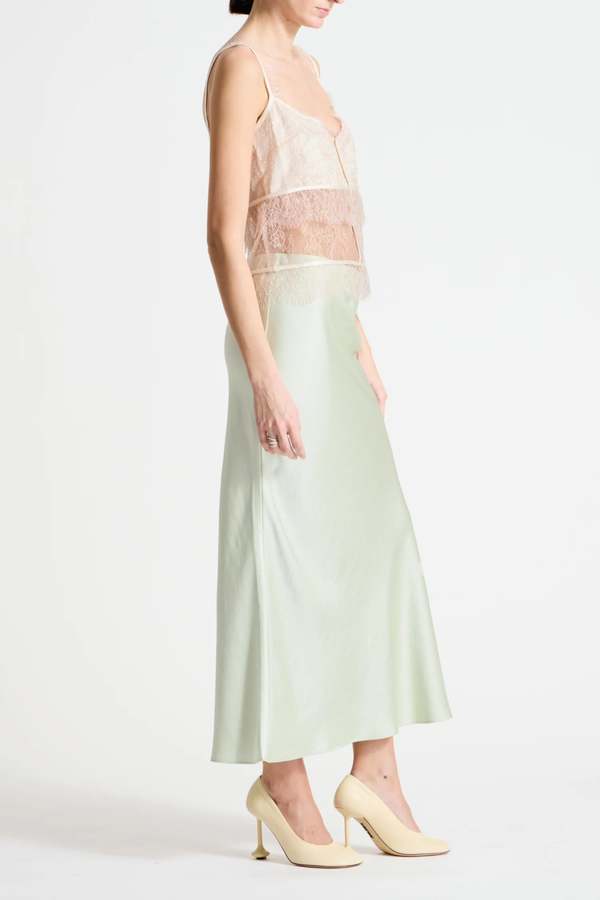 Saint Art New York Talia Charmeuse Maxi Skirt - Jade