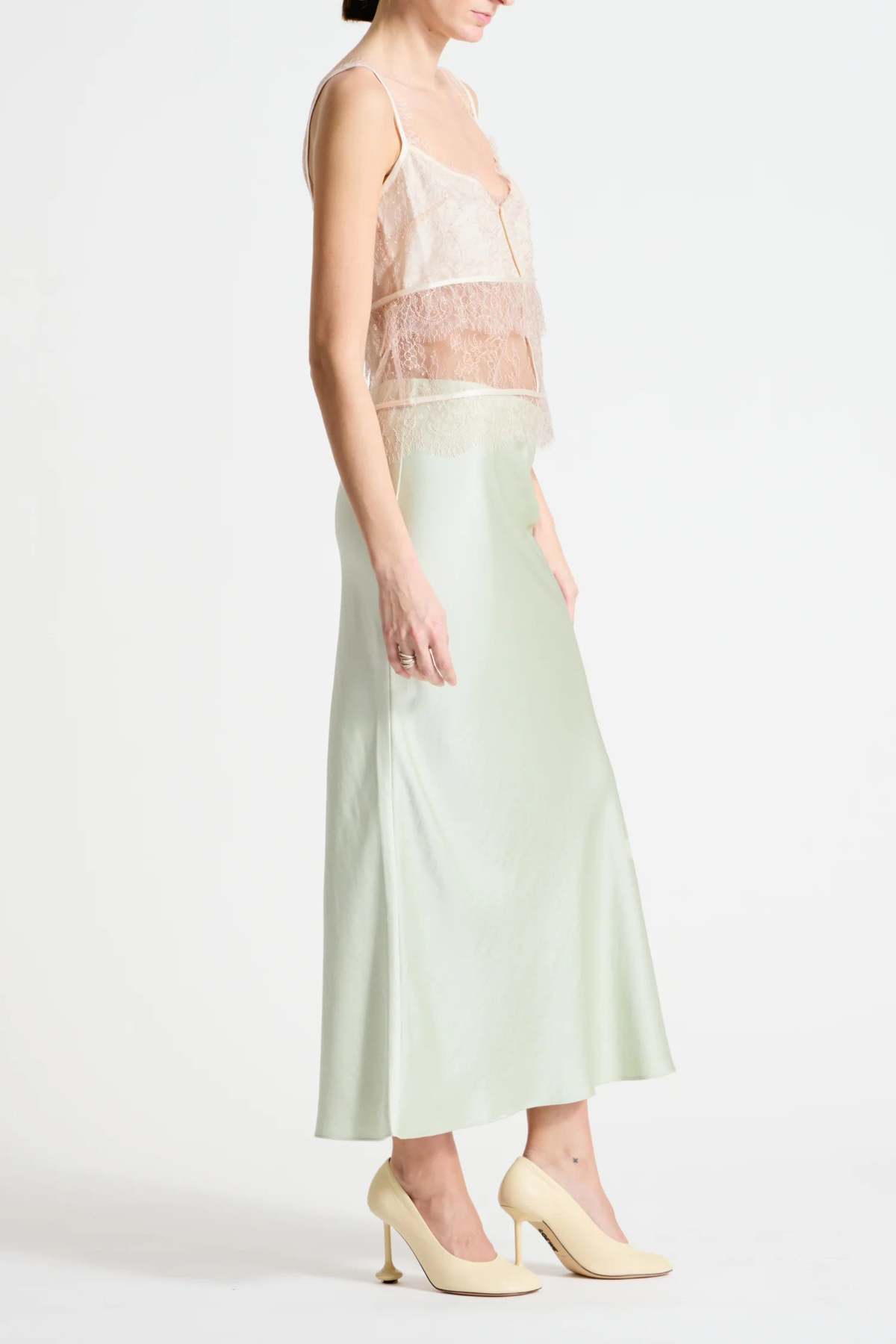 Saint Art New York Talia Charmeuse Maxi Skirt - Jade - Image 2 of 3