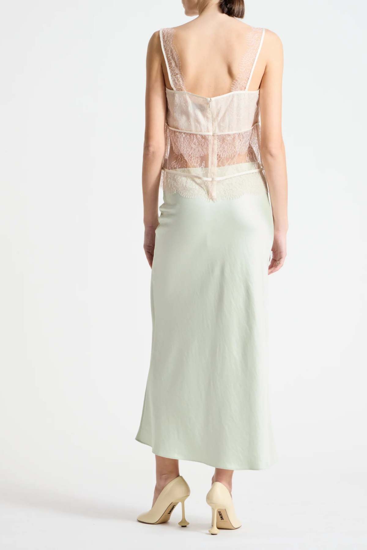 Saint Art New York Talia Charmeuse Maxi Skirt - Jade - Image 3 of 3