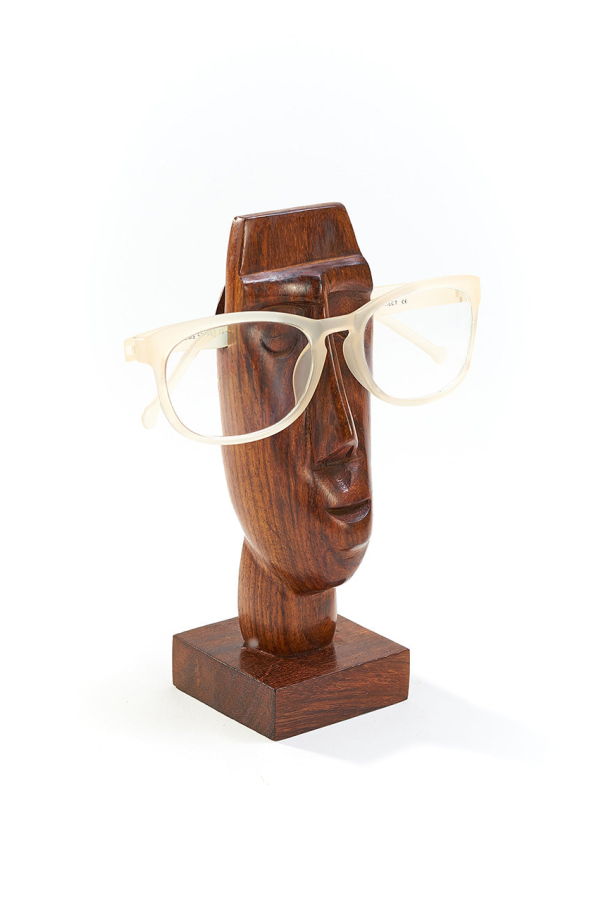 Matr Boomie Face Glasses Holder Stand - Hand Carved Indian Rosewood