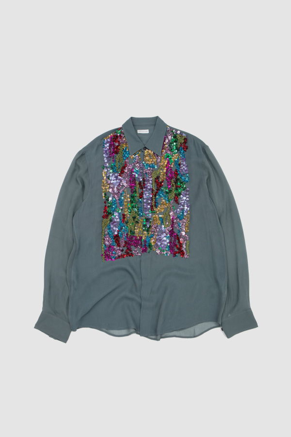 Dries Van Noten Caper Embellished Shirt - Light Grey