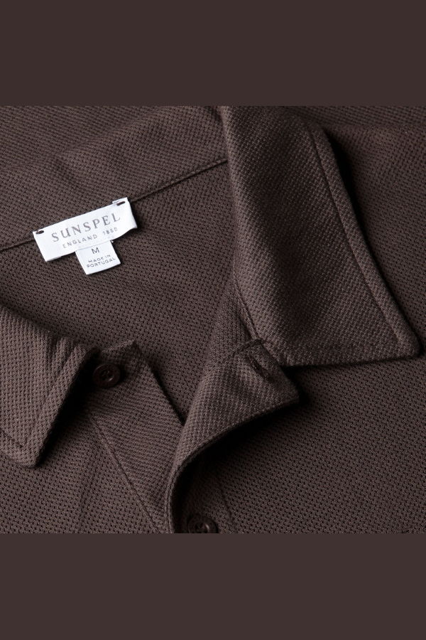 Sunspel S/S Riviera Polo Shirt - Dark Chocolate