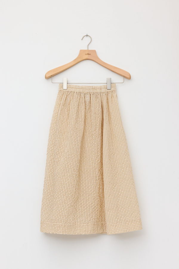 Colbo Elastic Textured Champagne Gingham Skirt