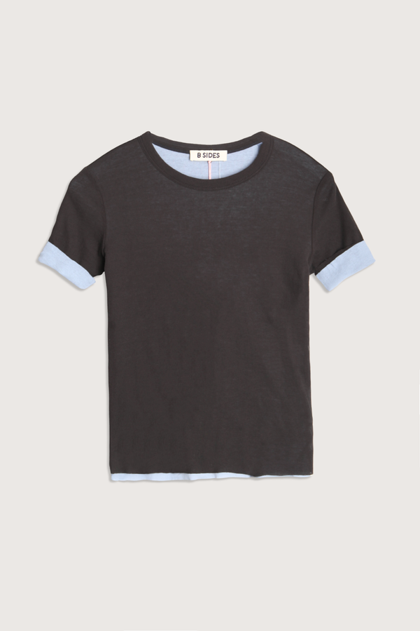 B Sides Double Crepe Jersey Tee - Dark Grey/Blue B Sides Double Crepe Jersey Tee - Dark Grey/Blue