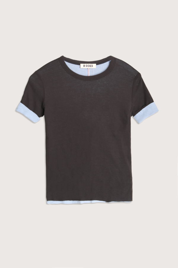 B Sides Double Crepe Jersey Tee - Dark Grey/Blue