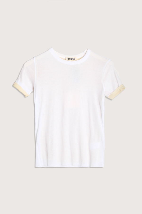 B Sides Double Crepe Jersey Tee - White/Pale Yellow