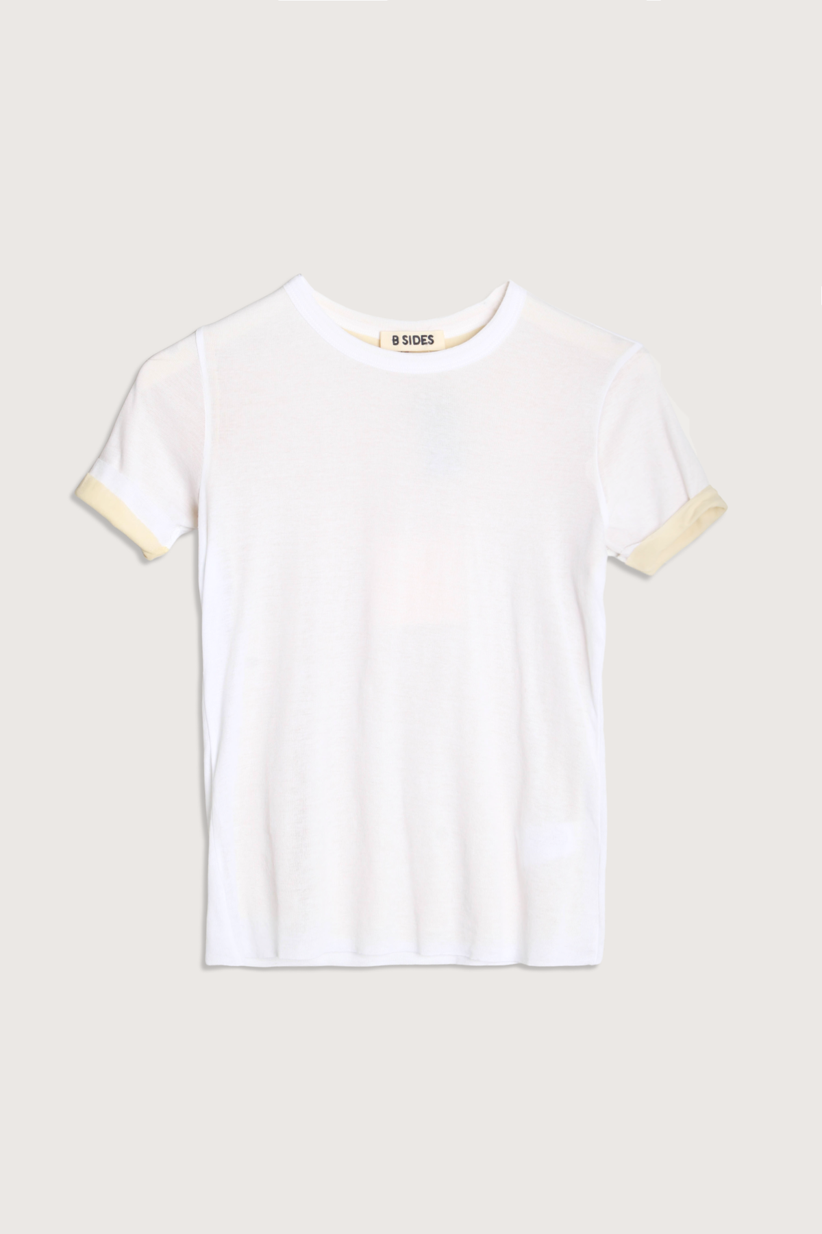 B Sides Double Crepe Jersey Tee - White/Pale Yellow - Image 1 of 3