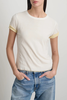 B Sides Double Crepe Jersey Tee - White/Pale Yellow - Thumbnail 2