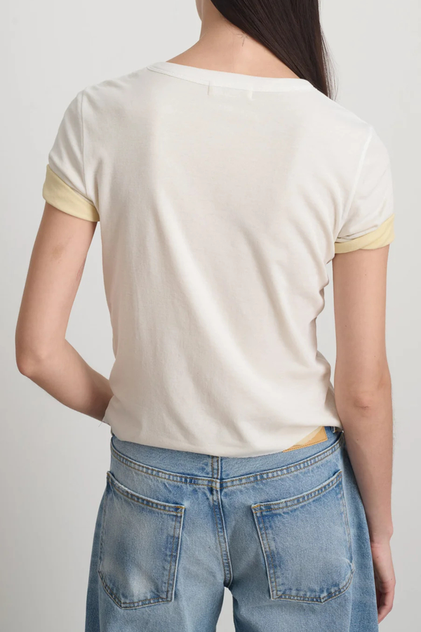 B Sides Double Crepe Jersey Tee - White/Pale Yellow