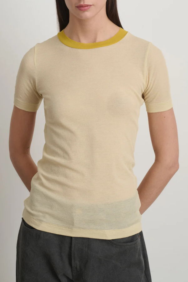 B Sides Ringer Crepe Jersey Tee - Light Yellow/Yellow
