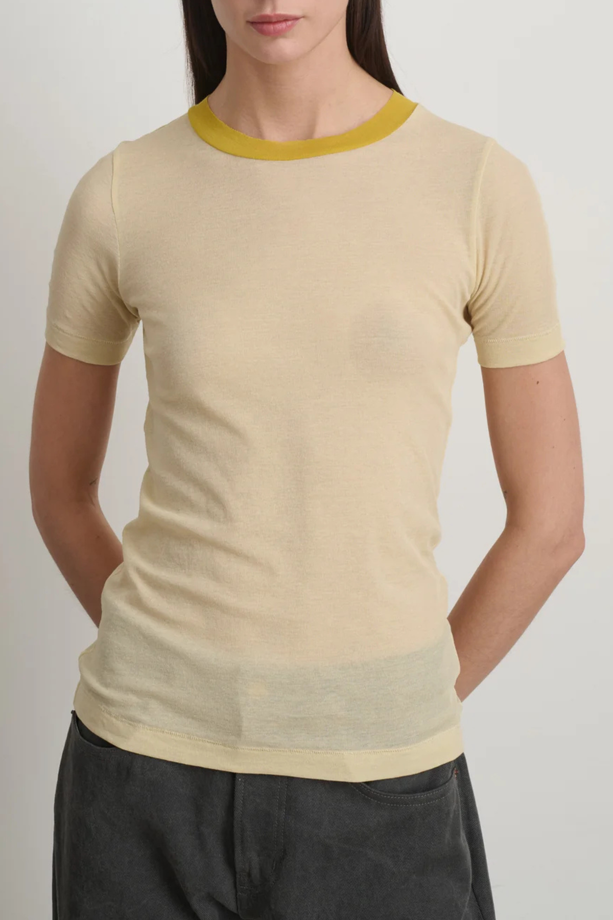B Sides Ringer Crepe Jersey Tee - Light Yellow/Yellow - Image 2 of 3