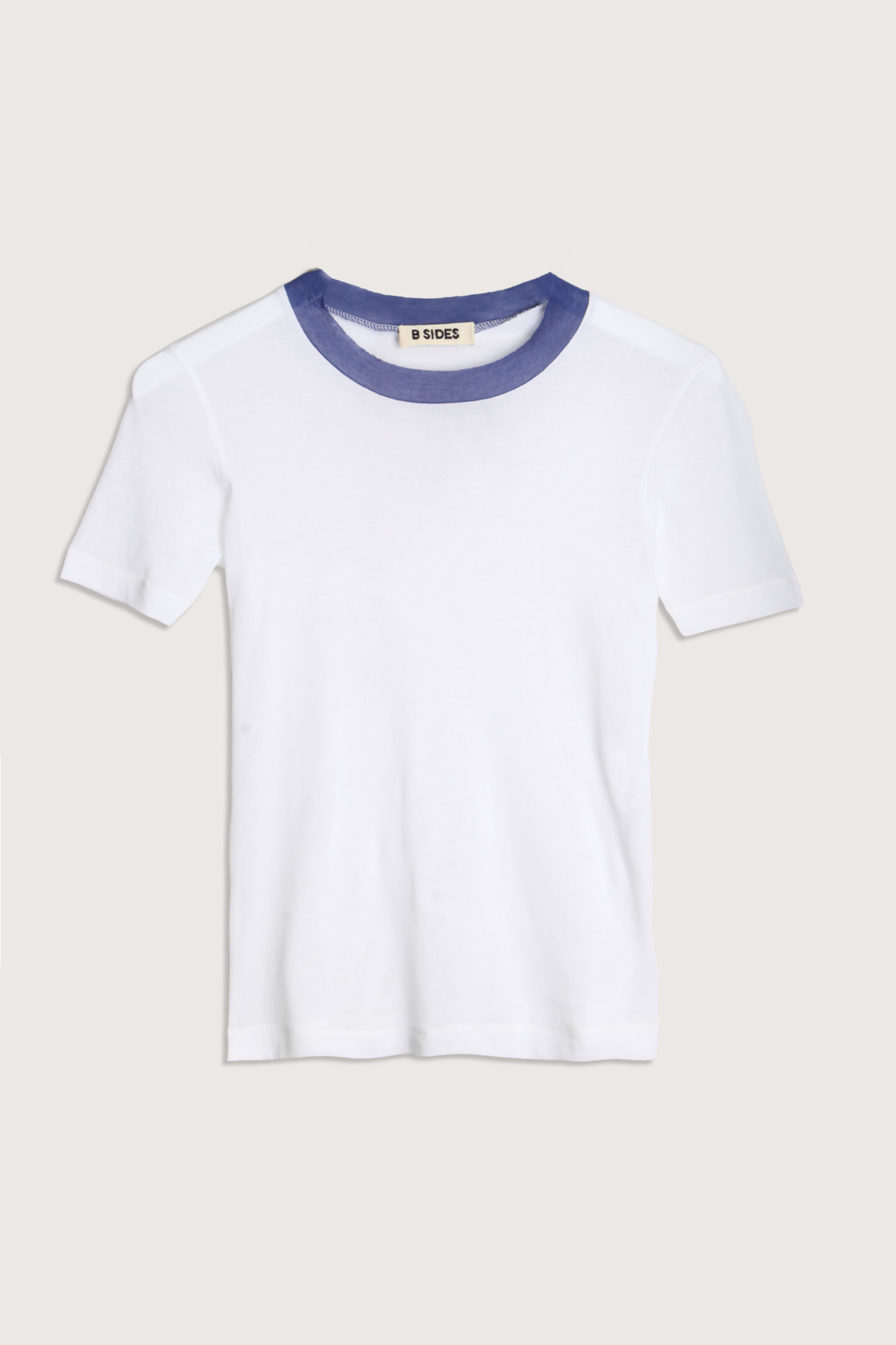 B Sides Ringer Crepe Jersey Tee - White/Blue - Image 1 of 3