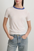 B Sides Ringer Crepe Jersey Tee - White/Blue - Thumbnail 2