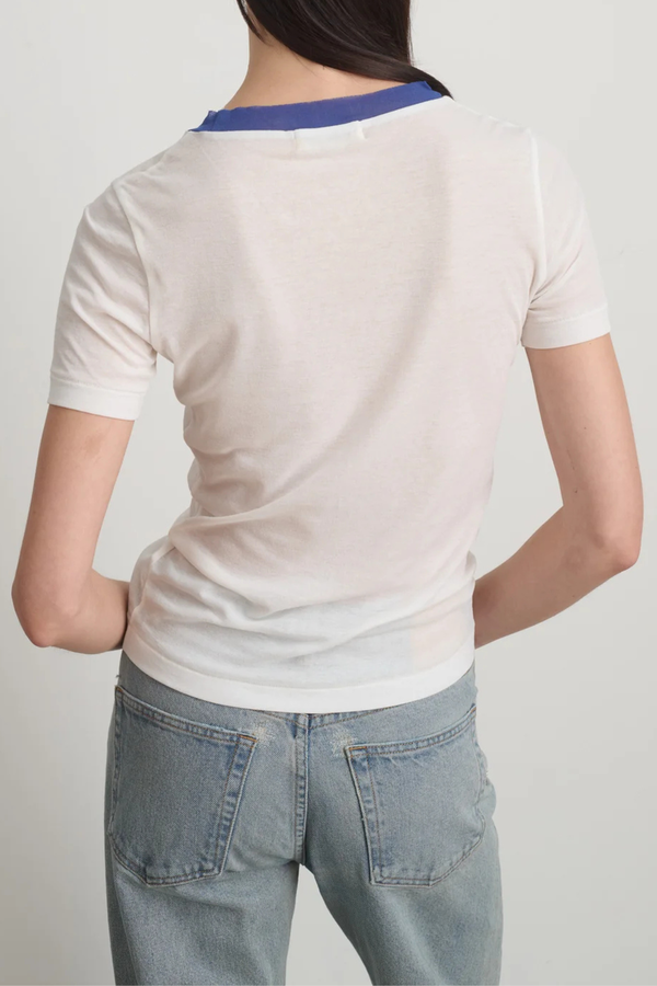 B Sides Ringer Crepe Jersey Tee - White/Blue