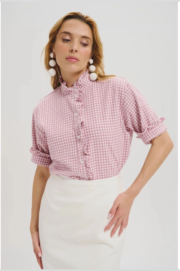 Leledebaltzac The Albane Blouse - Pink/White Gingham