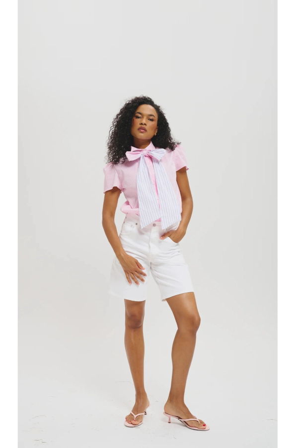 Leledebaltzac The Sahra Blouse - Striped Pink