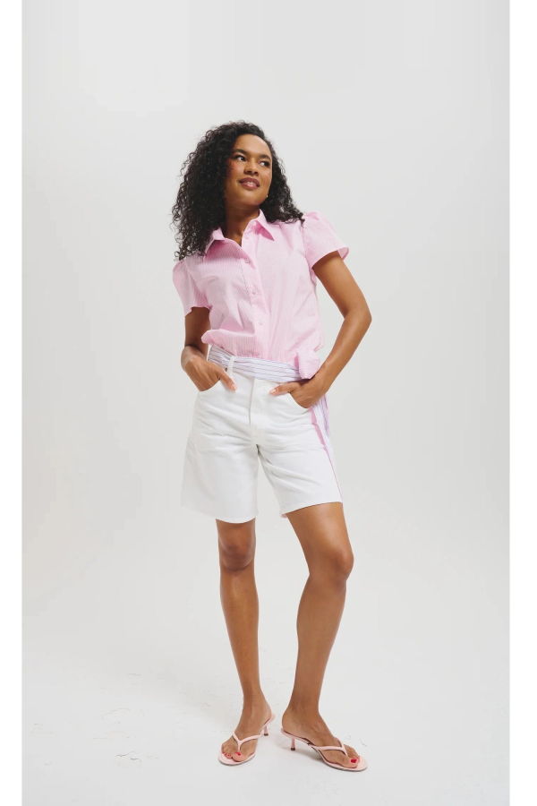Leledebaltzac The Sahra Blouse - Striped Pink