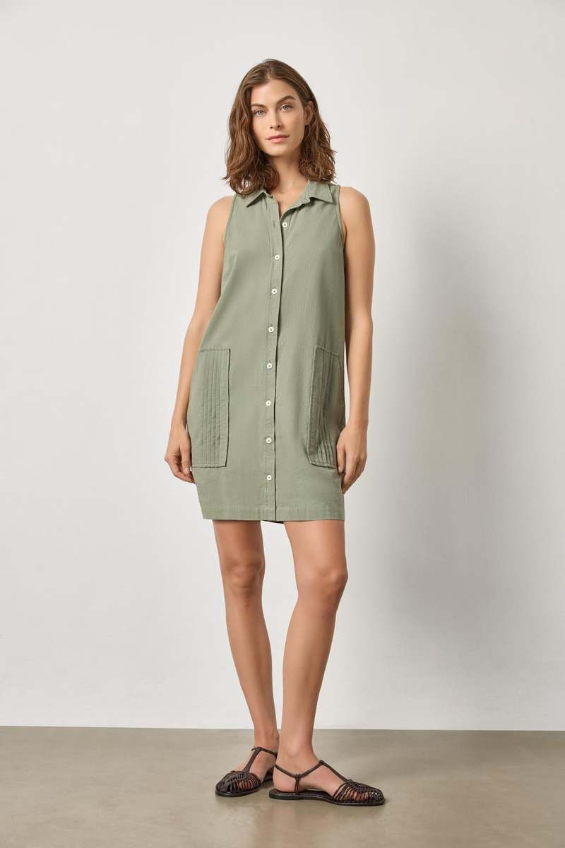 Lilla P. Sleeveless Pleat Pocket Dress