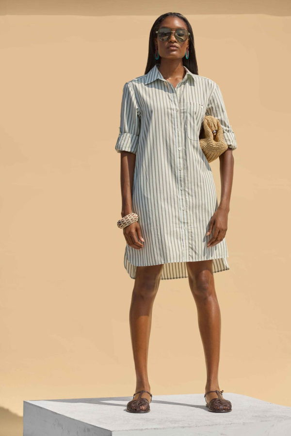 Lilla P. Striped Shirt Dress