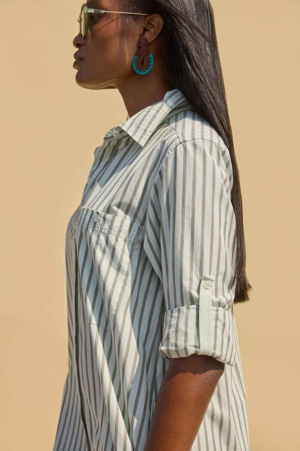 Lilla P. Striped Shirt Dress