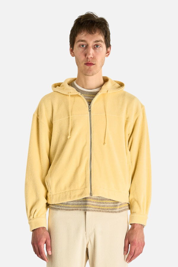 Auralee Cotton Nylon Pile Zip Parka