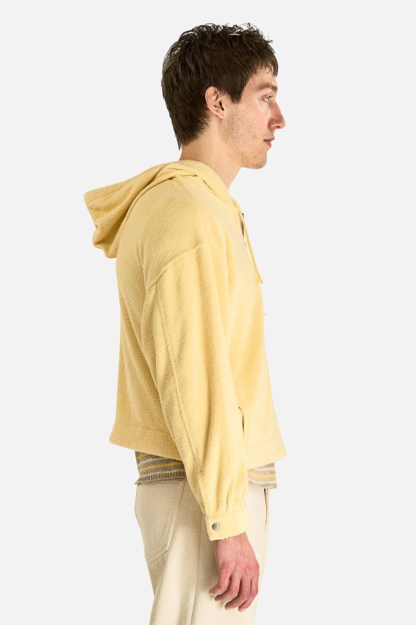 Auralee Cotton Nylon Pile Zip Parka