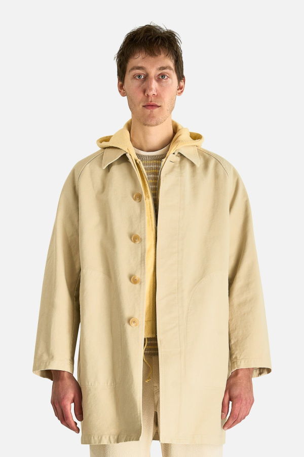 Auralee Garment-Dyed Short Coat - Dusty Ivory