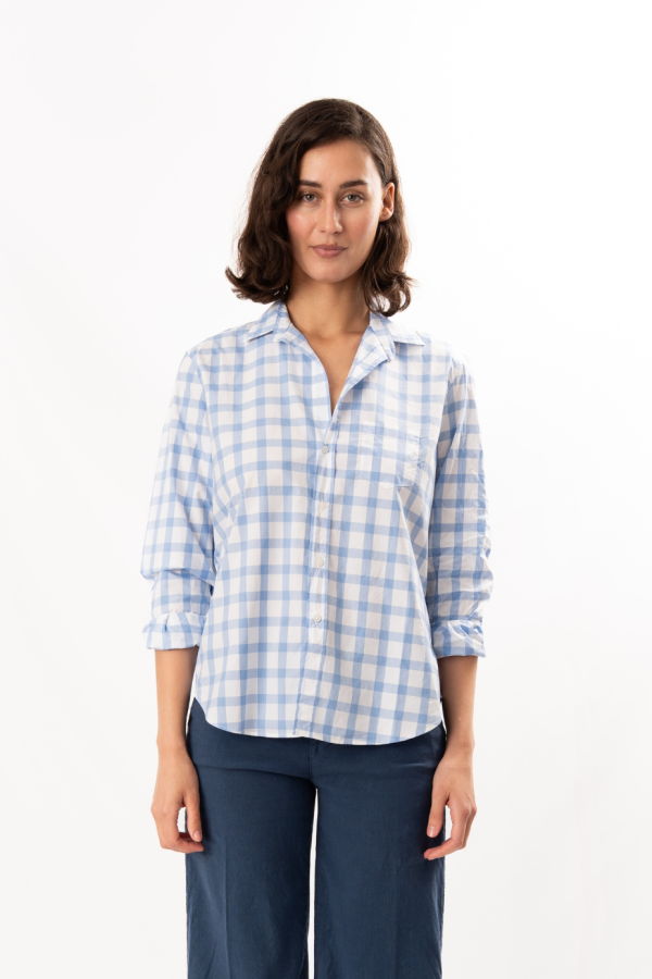 Frank & Eileen Eileen Relaxed Button-Up Shirt - Light Blue Check