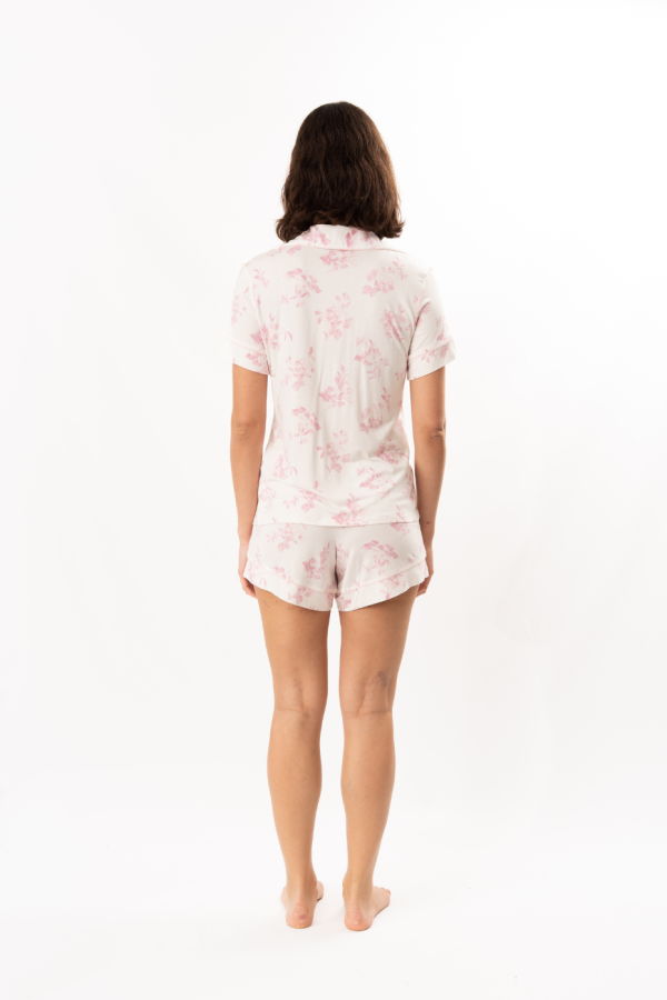 Eberjey Gisele Printed Relaxed Short PJ Set - Rose Garden Cameo Pink / Pale Pink