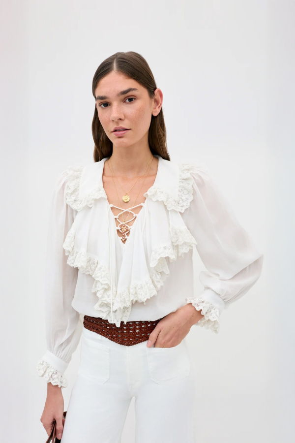 RIXO LONDON Milia Top - White