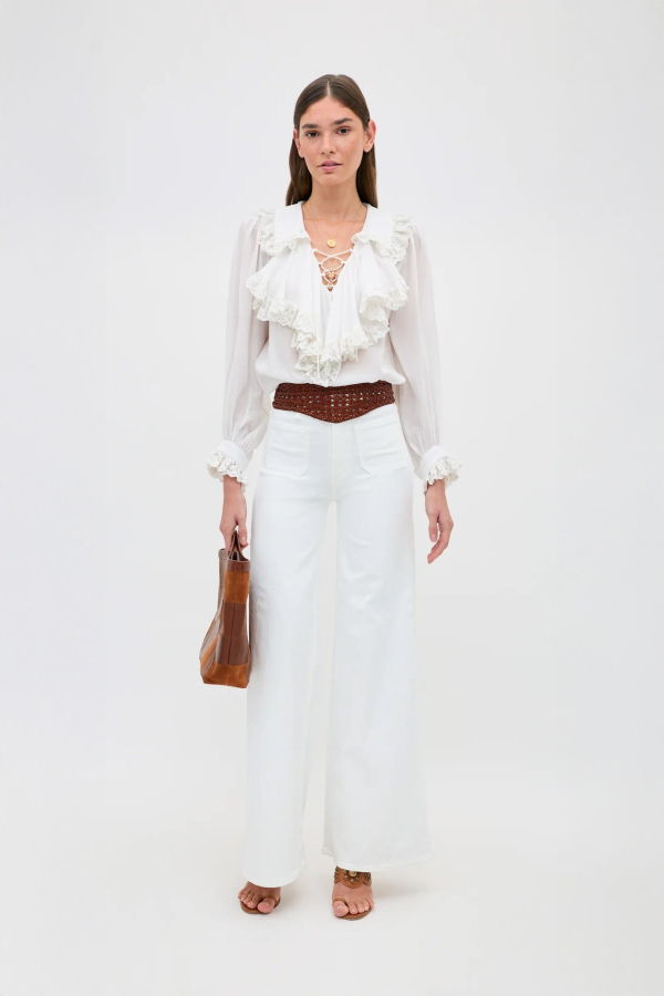 RIXO LONDON Milia Top - White