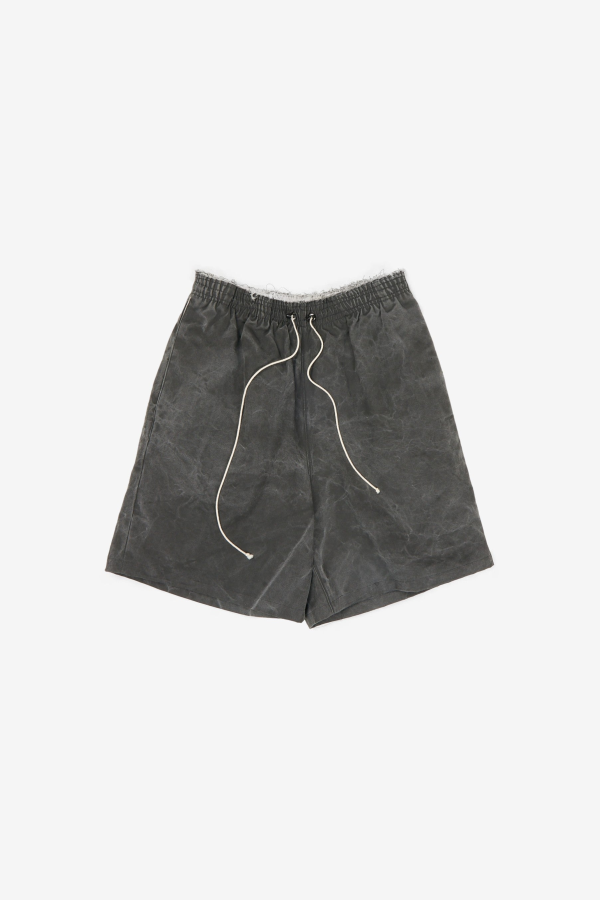 Camiel Fortgens Washed Canvas Knee Shorts - Black Vintage Wash