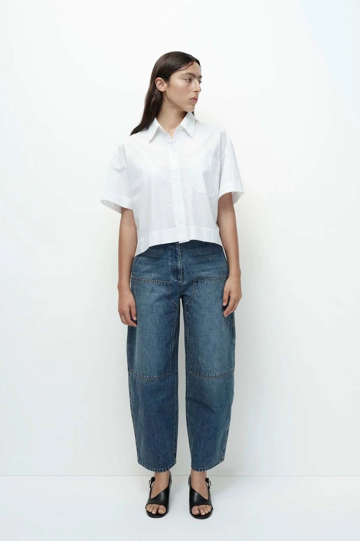 Mijeong Park Barrel Leg Patch Denim Pant - Blue - Image 2 of 5