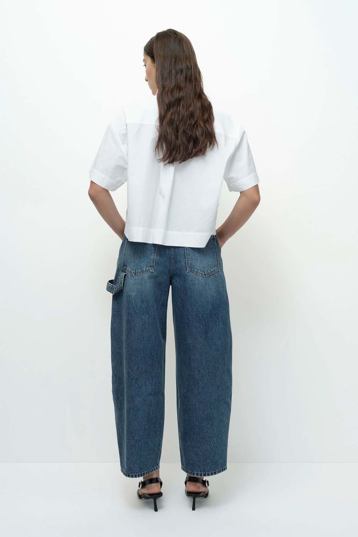 Mijeong Park Barrel Leg Patch Denim Pant - Blue - Image 4 of 5