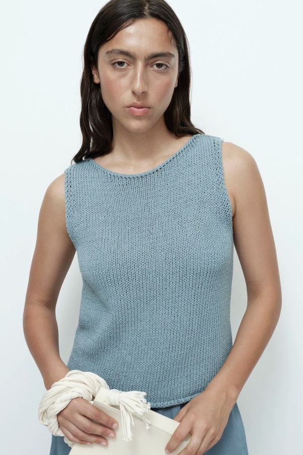 Mijeong Park Boat Neck Knit Tank - Blue