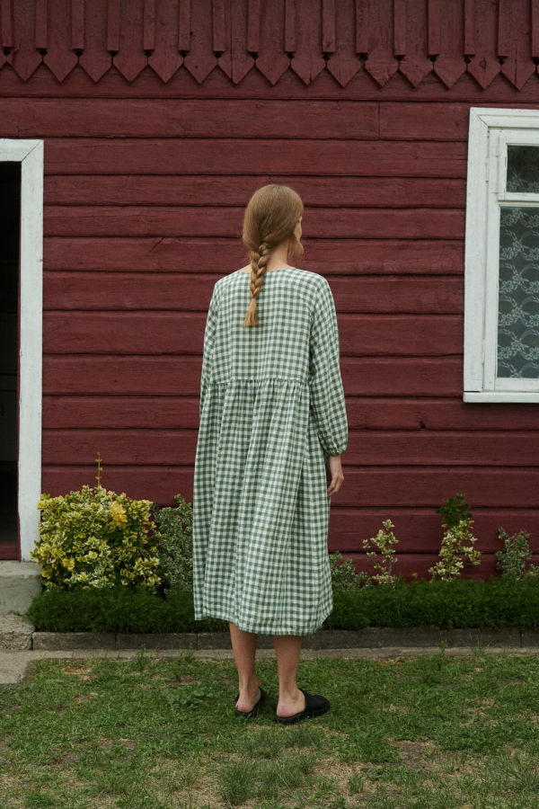 Linenfox Margo Gingham Maxi Linen Dress