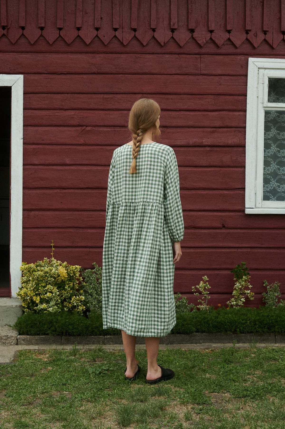 Linenfox Margo Gingham Maxi Linen Dress - Image 2 of 12