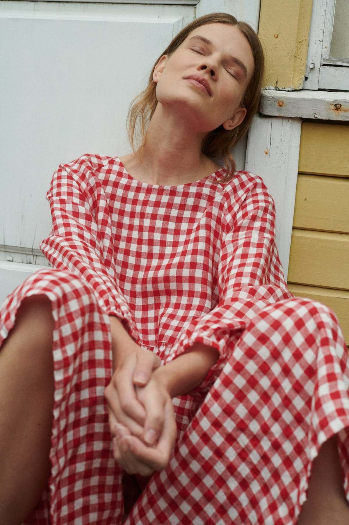 Linenfox Margo Gingham Maxi Linen Dress - Image 11 of 12