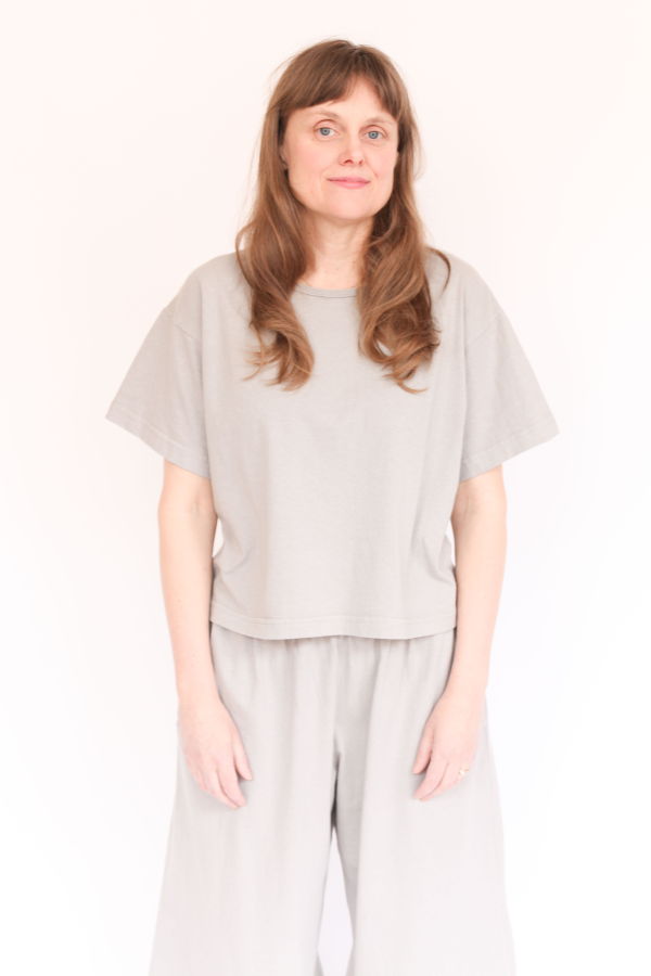Pacific Cotton Short Sleeve Crop Crew Tee - Nebbia